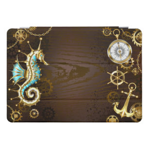 Wooden Background with Mechanical Seahorse iPad Pro Cover