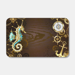 Wooden Background with Mechanical Seahorse Matchboxes