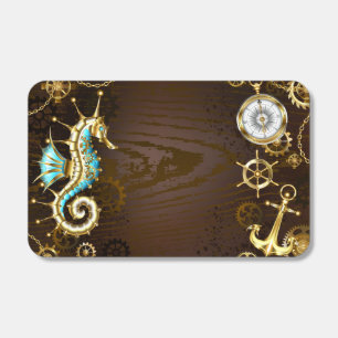 Wooden Background with Mechanical Seahorse Matchboxes