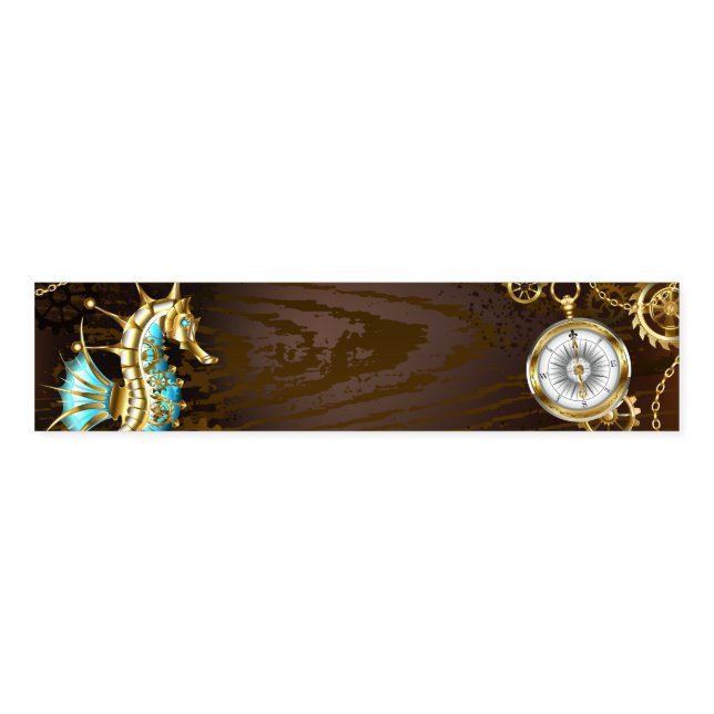 Wooden Background with Mechanical Seahorse Napkin Bands (Unfolded)