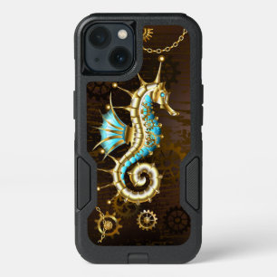 Wooden Background with Mechanical Seahorse iPhone 13 Case