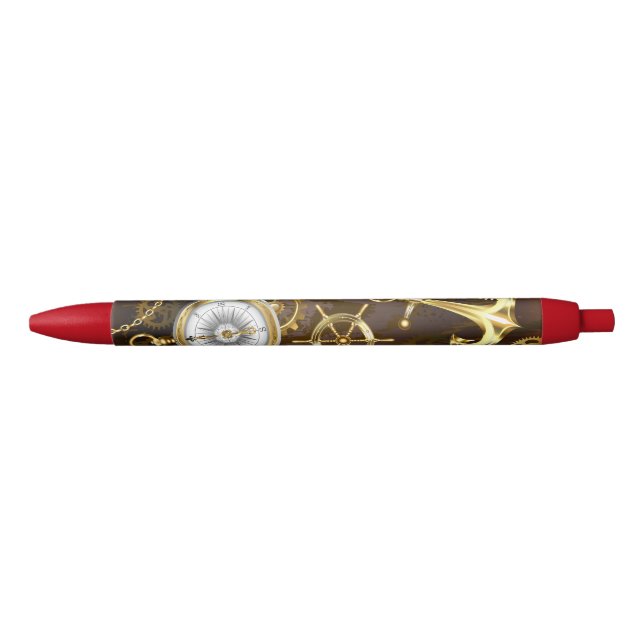Wooden Background with Mechanical Seahorse Pen (Front)