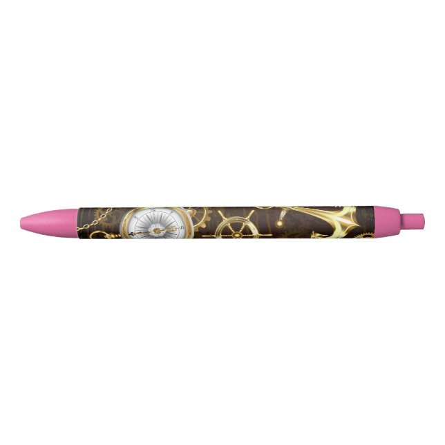 Wooden Background with Mechanical Seahorse Pen (Front)