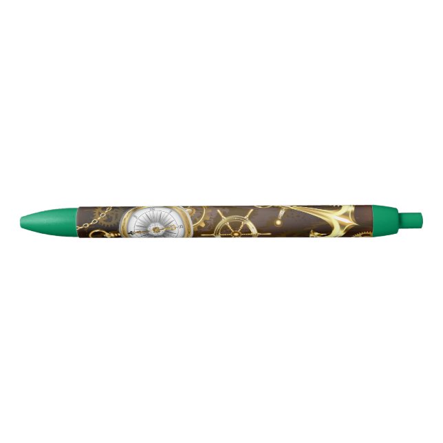 Wooden Background with Mechanical Seahorse Pen (Front)