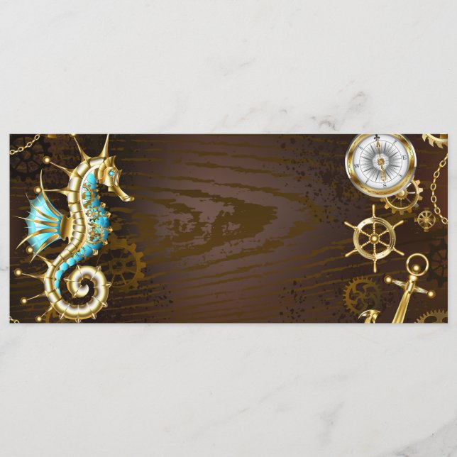 Wooden Background with Mechanical Seahorse Program (Front)