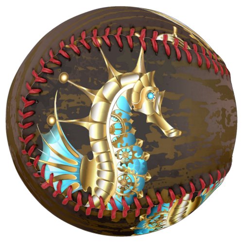 Wooden Background with Mechanical Seahorse Softball