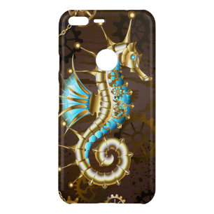 Wooden Background with Mechanical Seahorse Uncommon Google Pixel XL Case