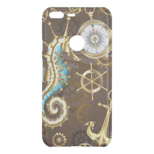 Wooden Background with Mechanical Seahorse Uncommon Google Pixel XL Case