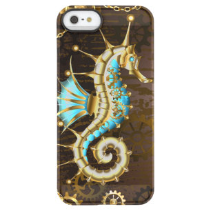 Wooden Background with Mechanical Seahorse Permafrost iPhone SE/5/5s Case