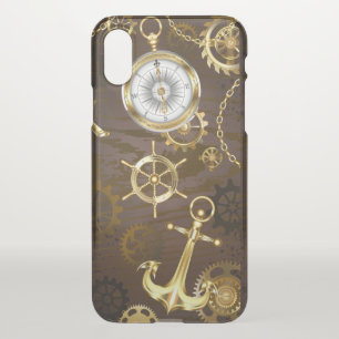 Wooden Background with Mechanical Seahorse iPhone X Case