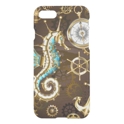 Wooden Background with Mechanical Seahorse iPhone SE87 Case