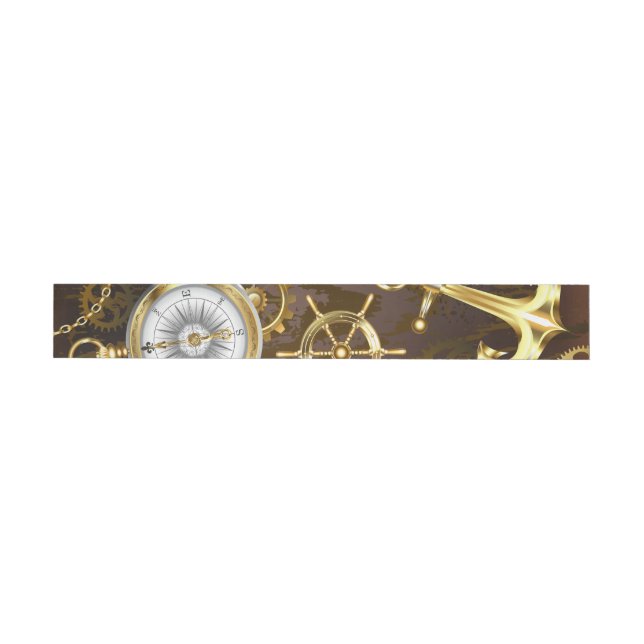 Wooden Background with Mechanical Seahorse Wrap Around Address Label (Individual)