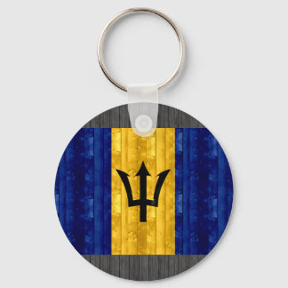 Wooden Barbadian Flag Keychain