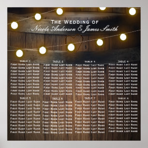 Wooden Barrel Lights Rustic Wedding Seating Chart