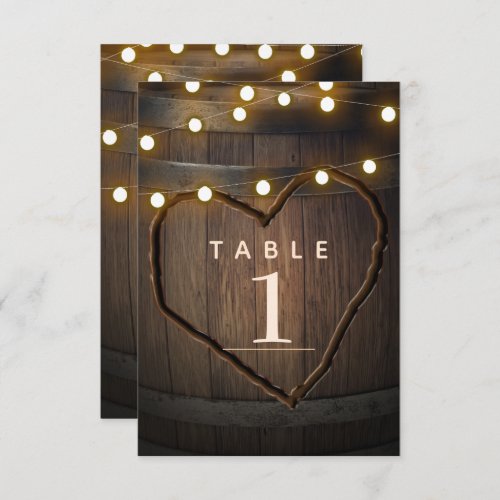 Wooden Barrel Lights Rustic Wedding Table Number