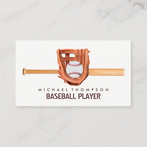 Wooden Baseball Bat  Gear Baseball Player Coach Business Card