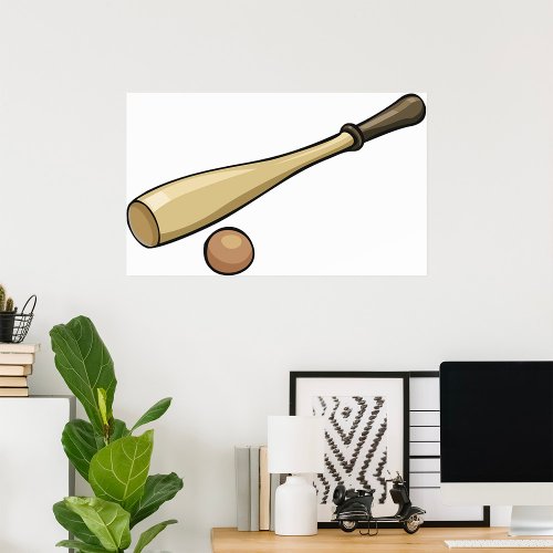 Wooden Baseball Bat Poster