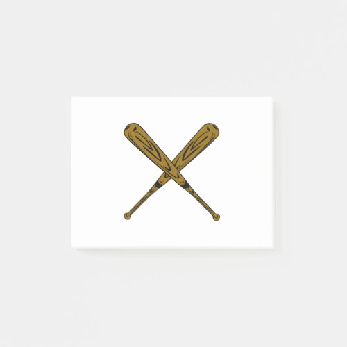 Wooden Baseball Bats Crossed making an X Post_it Notes