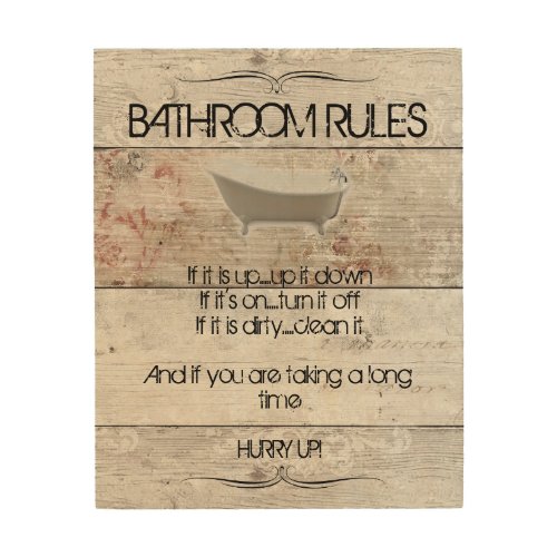 Wooden Bathrom Sign _ Bathroom Rules
