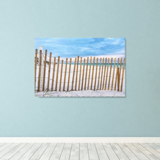 Wooden Beach Fence Sunrise Destin Canvas Print (Insitu(Wood Floor))