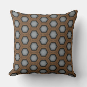 Wooden Beehive Brown and Gray Design Throw Pillow