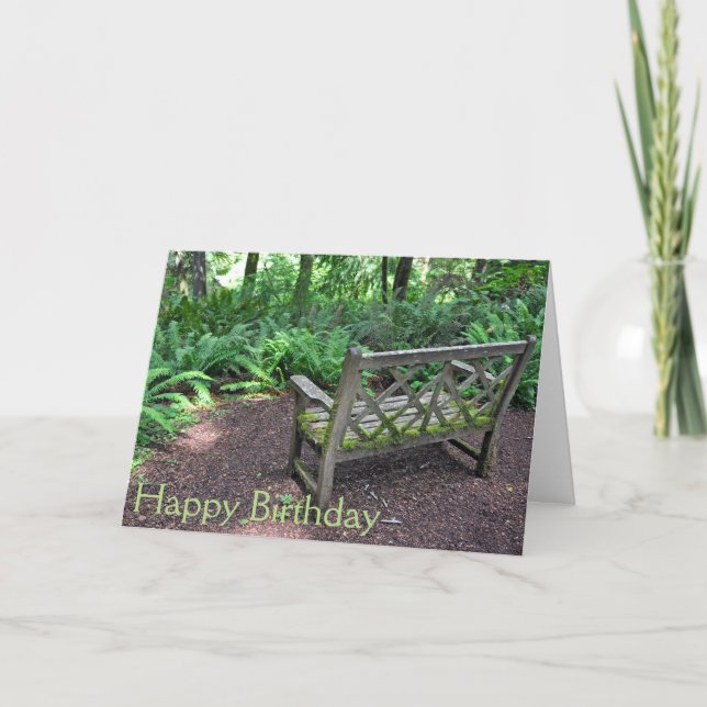 Wooden bench in park card (Front)
