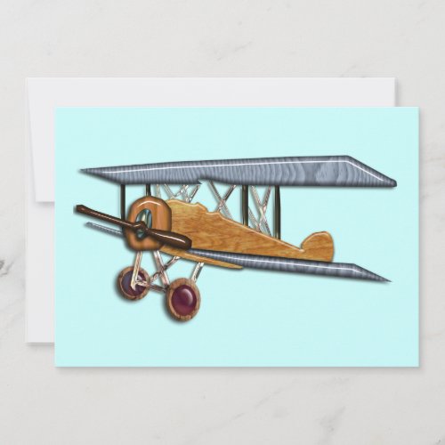 Wooden Biplane Invitation