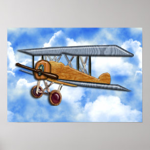 Wooden Biplane Poster