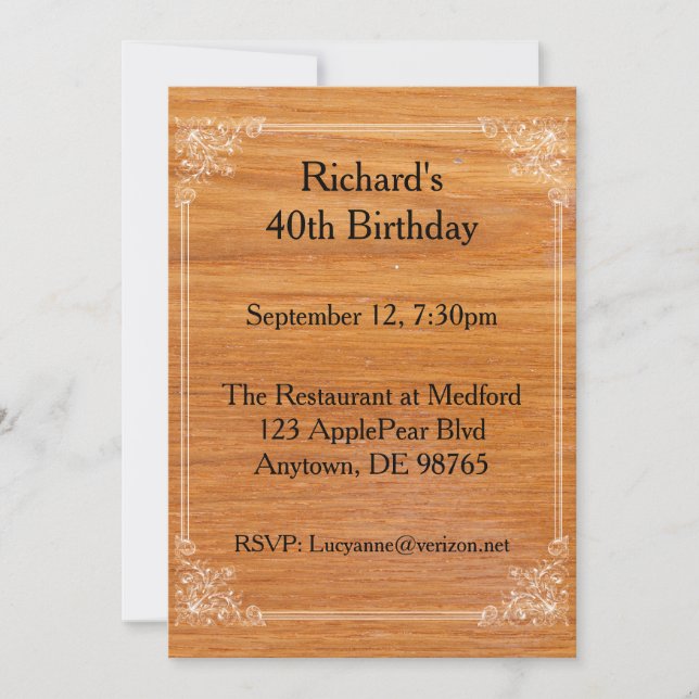 Wooden Birthday Invitation (Front)