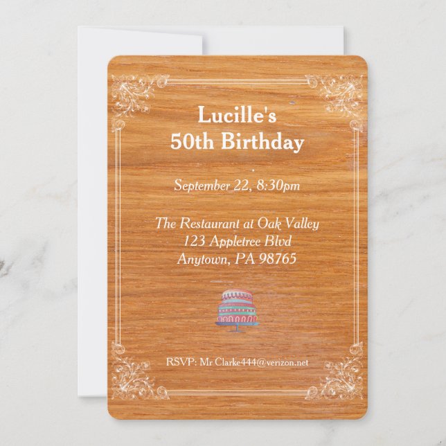 Wooden Birthday Invitation (Front)