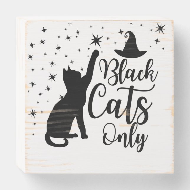 Wooden Black Cats Only Sign (Front Horizontal)