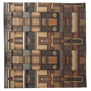 Wooden Block Typography and Art Collage 11 Cloth Napkin
