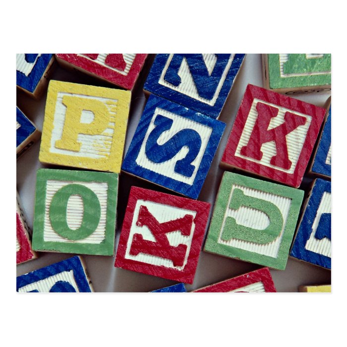 Wooden blocks with alphabets for kids postcard