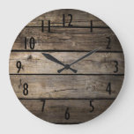Wooden Board Background Clock at Zazzle
