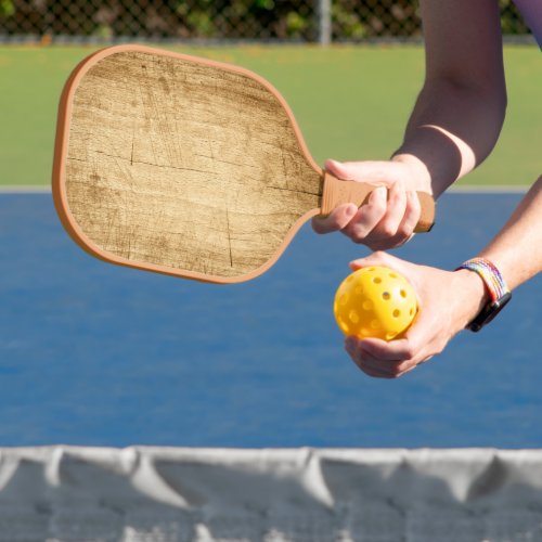 Wooden Board Nature Brown Wood Carved Texture Pickleball Paddle