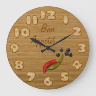 Wooden Board with Slices of Bread - Kitchen Clock