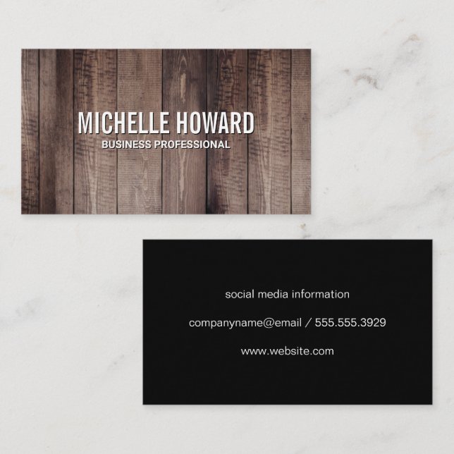 Wooden Boards Background Business Card (Front/Back)