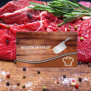 Wooden Boards Chef Hat and Knife Business Card
