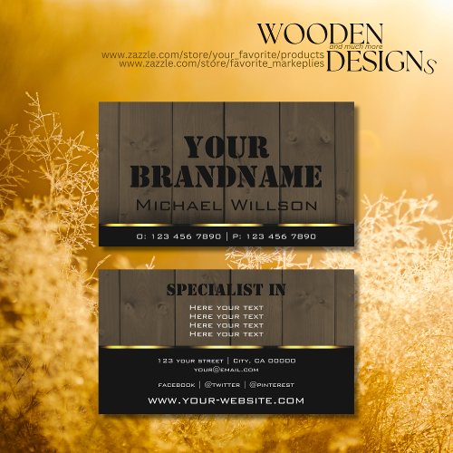 Wooden Boards Dark Brown Wood Grain Professional Business Card