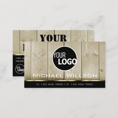 Wooden Boards Light Brown Wood Grain Look and Logo Business Card