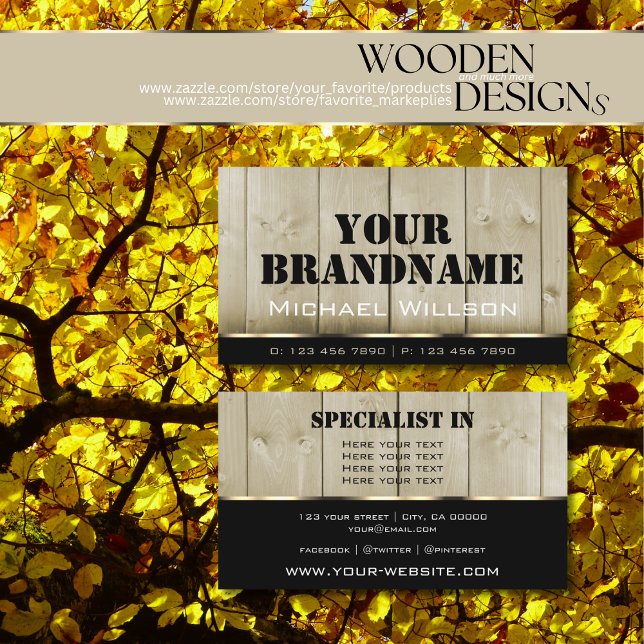 Wooden Boards Light Brown Wood Grain Look Chic Business Card (Creator Uploaded)