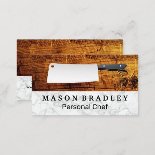 Wooden Boards Marble  Butcher Knife Business Card