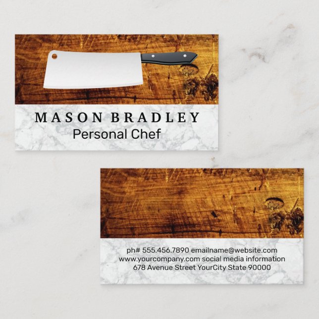 Wooden Boards Marble | Butcher Knife Business Card (Front/Back)