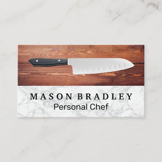 Wooden Boards Marble | Culinary Cutlery Business Card (Front)