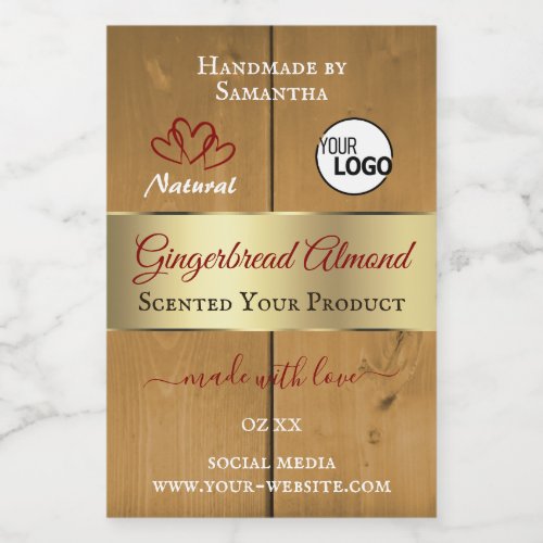 Wooden Boards Product Label Gold Border Heart Logo