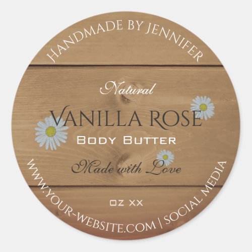 Wooden Boards Product Packaging Label Daisy Flower