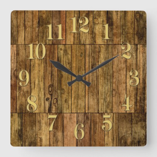 Wooden Boards Wood Panel Effect Clock