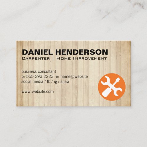 Wooden Boards  Wrench Screw Driver Tools Business Card