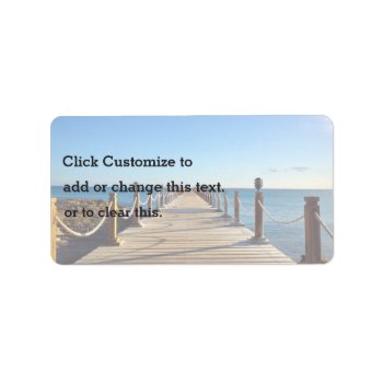 Wooden Boardwalk Extends Over The Water Label by LifeCollection at Zazzle