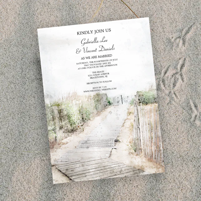 Wooden Boardwalk To The Beach Wedding Invitation Zazzle